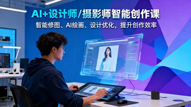 AI+设计师/摄影师智能创作课：智能修图、AI绘画、设计优化，提升创作效率|网创挖金社