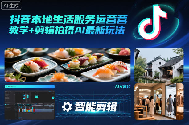 抖音本地生活服务运营教学+剪辑拍摄AI最新玩法|网创挖金社