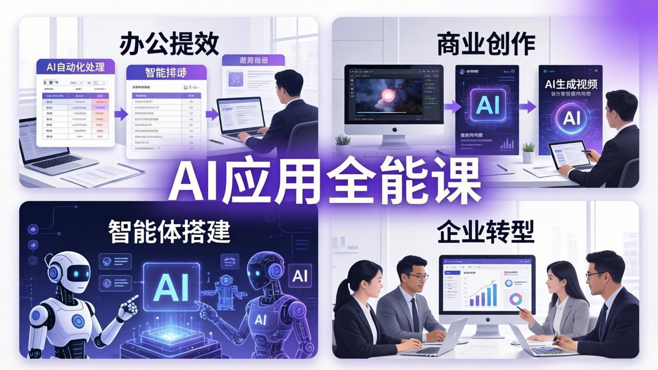 AIGC 应用全能课：办公提效、商业创作、智能体搭建、企业转型，一站式学会AI应用|网创挖金社
