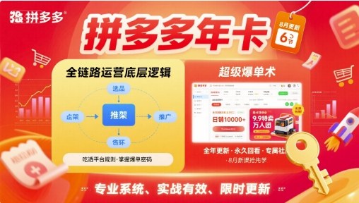 拼多多年卡，拼多多全链路运营底层逻辑，超级爆单术【更新10月】|网创挖金社