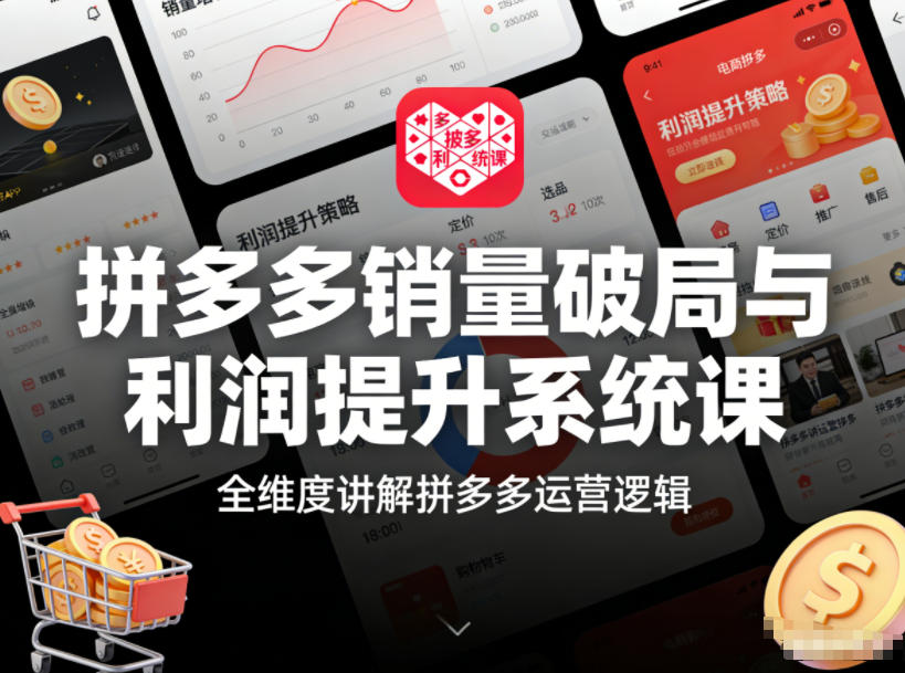 拼多多销量破局与利润提升系统课，全维度讲解拼多多运营逻辑|网创挖金社