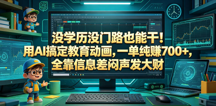 没学历没门路也能干！用AI搞定教育动画，一单纯賺700+，全靠信息差闷声发大财【揭秘】|网创挖金社