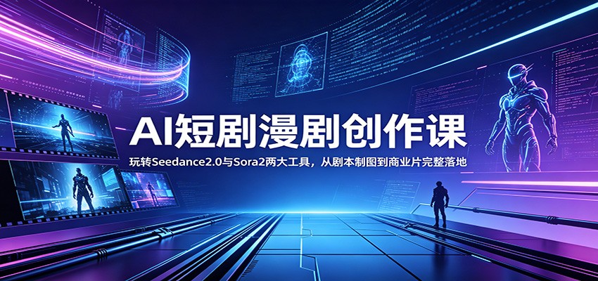 AI短剧漫剧创作课：玩转Seedance2.0与 Sora2两大工具，从剧本制图到商业片完整落地|网创挖金社