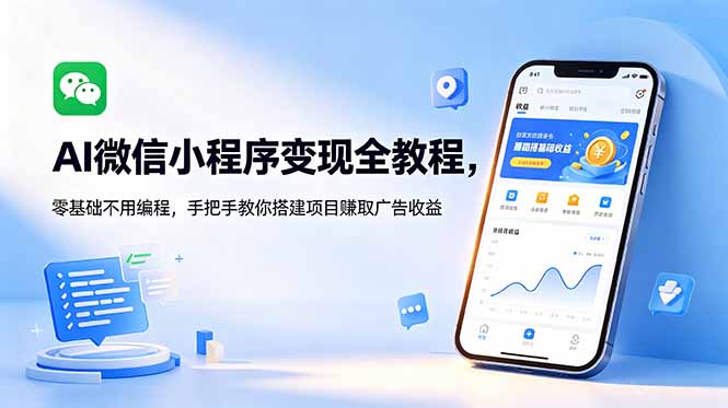 AI微信小程序变现全教程,零基础不用编程,手把手教你搭建项目赚取广告收益|网创挖金社