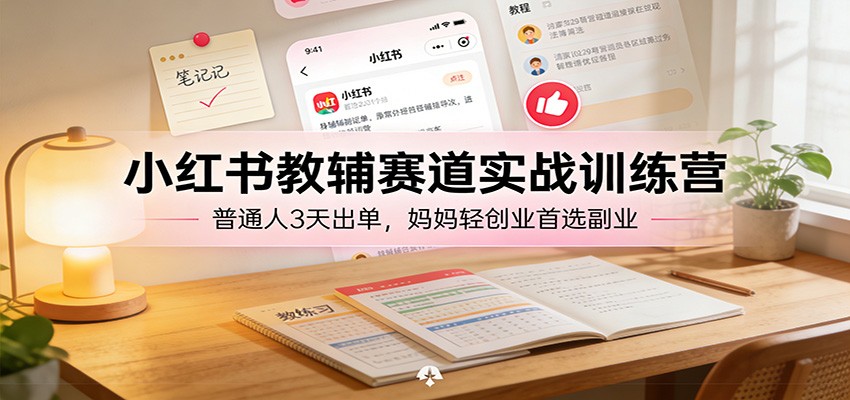 小红书教辅赛道实战训练营：普通人3天出单，妈妈轻创业首选副业|网创挖金社