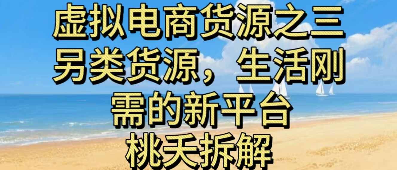 虚拟电商之三另类的货源，生活刚需的新平台|网创挖金社