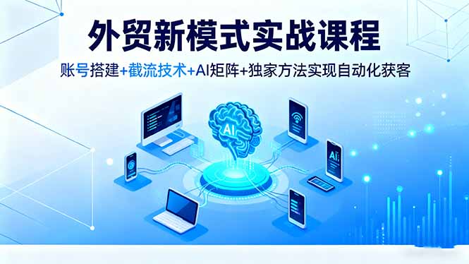 外贸新模式实战课程，账号搭建+截流技术+AI矩阵+独家方法实现自动化获客|网创挖金社