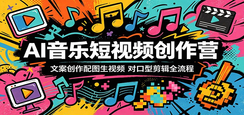 AI音乐短视频创作营：文案创作配图生视频，对口型剪辑全流程|网创挖金社