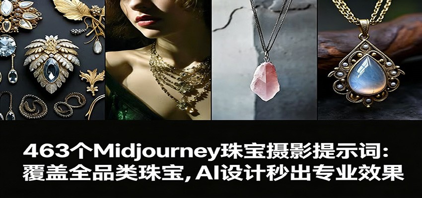 463个Midjourney珠宝摄影提示词:覆盖全品类珠宝,AI设计秒出专业效果|网创挖金社