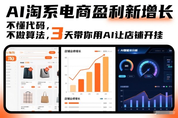 AI淘系电商盈利新增长，不懂代码，不做算法，3天带你用AI让店铺开挂|网创挖金社