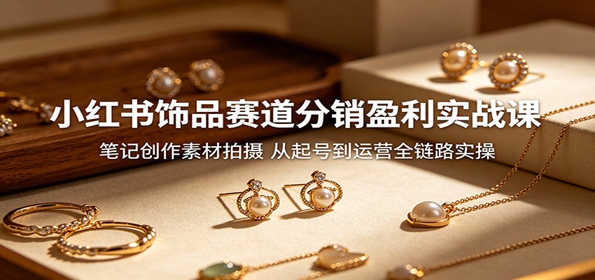 小红书饰品赛道分销盈利实战课：笔记创作素材拍摄，从起号到运营全链路实操|网创挖金社