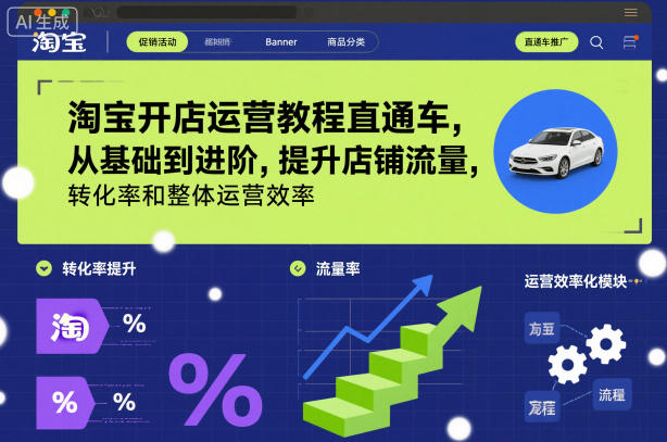 淘宝开店运营教程直通车，从基础到进阶，提升店铺流量，转化率和整体运营效率(更新26年4月10日)|网创挖金社