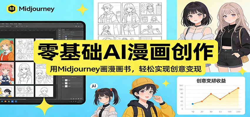 零基础AI漫画创作：用Midjourney画漫画书，轻松实现创意变现|网创挖金社