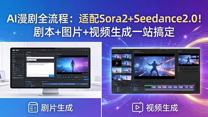 AI漫剧全流程：适配Sora2+Seedance2.0！剧本+图片+视频生成一站搞定|网创挖金社