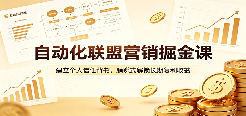 自动化联盟营销掘金课：建立个人信任背书，躺赚式解锁长期复利收益|网创挖金社