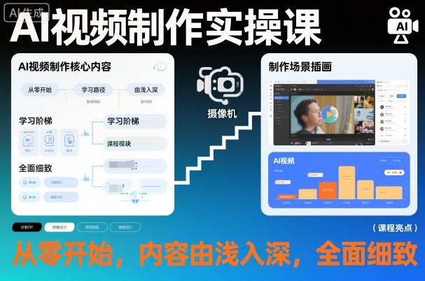 AI视频制作实操课，从零开始，内容由浅入深，全面细致|网创挖金社