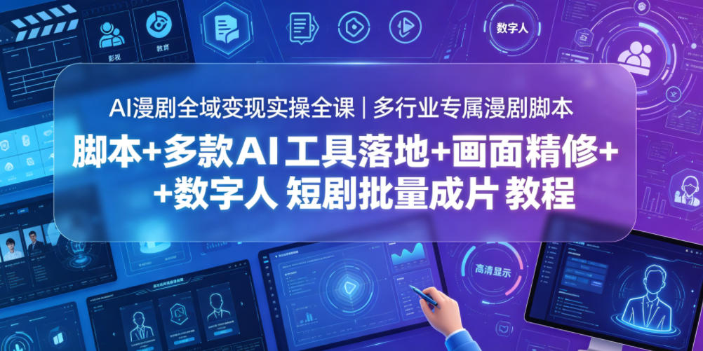 AI漫剧全域变现实操全课｜多行业专属漫剧脚本+多款AI工具落地+画面精修+数字人短剧批量成片全教程|网创挖金社