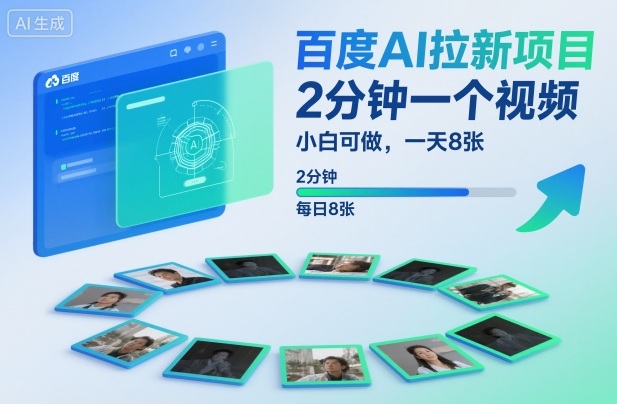 百度AI拉新项目，2分钟一个视频，小白可做，一天8张【附案例+保姆级教程】|网创挖金社