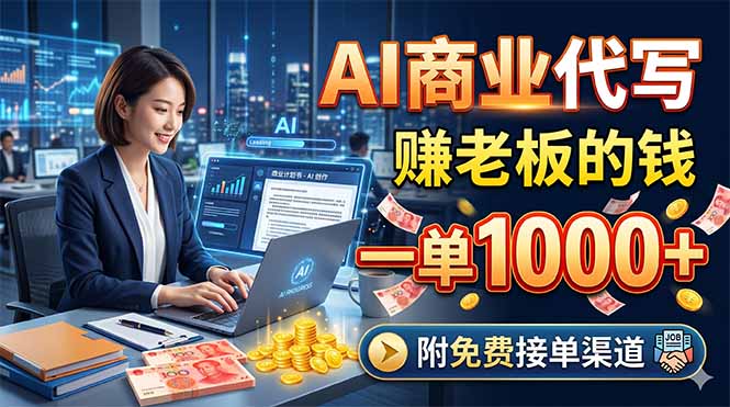 AI商业代写，赚老板的钱，一单1000+，附免费接单渠道|网创挖金社