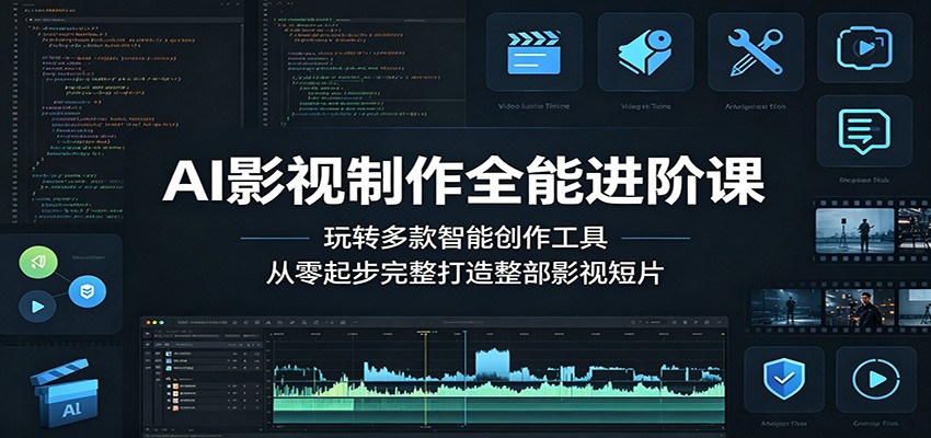 AI影视制作全能进阶课：玩转多款智能创作工具，从零起步完整打造整部影视短片|网创挖金社