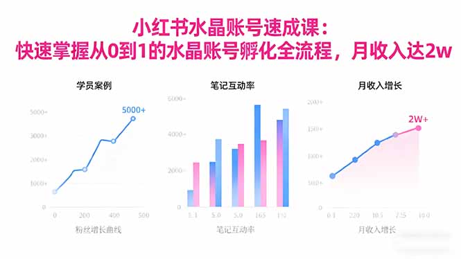 2025小红书水晶账号速成课：快速掌握从0-1水晶账号孵化全流程，月收入达2w|网创挖金社