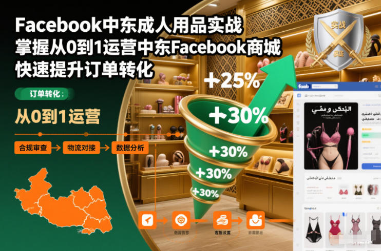 Facebook中东成人用品实战，掌握从0到1运营中东Facebook商城，快速提升订单转化|网创挖金社