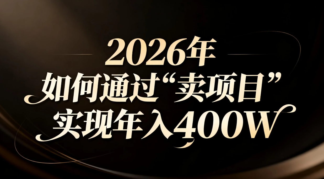 2026年如何通过“卖项目”实现年入百万|网创挖金社