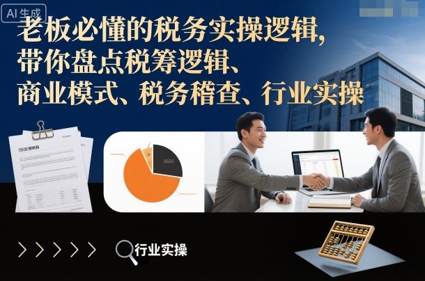 老板必懂的税务实操逻辑，带你盘点税筹逻辑、商业模式、税务稽查、行业实操|网创挖金社
