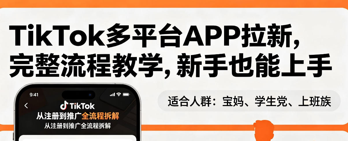 TikTok多平台APP拉新，完整流程教学，新手也能上手，轻松出海搞美金|网创挖金社
