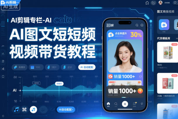 AI剪辑专栏-AI图文短视频带货教程|网创挖金社