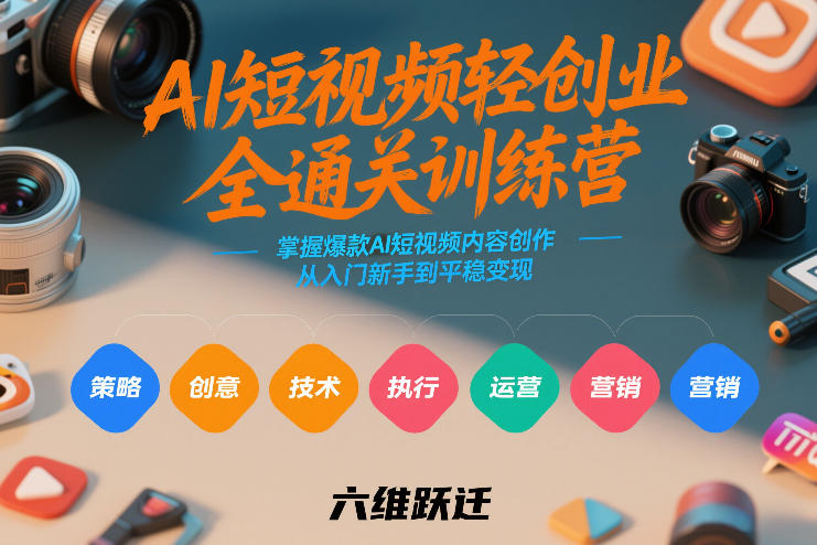 AI短视频轻创业全通关训练营，掌握爆款AI短视频内容创作，从入门新手到平稳变现的六维跃迁|网创挖金社