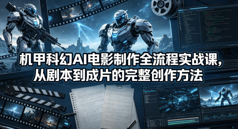 机甲科幻AI电影制作全流程实战课，从剧本到成片的完整创作方法|网创挖金社