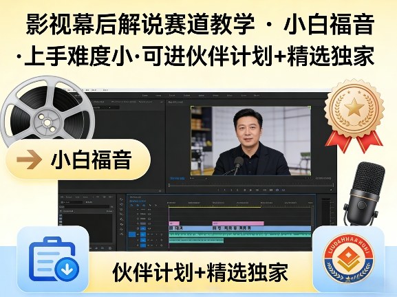 某大佬的影视幕后解说赛道教学，小白福音，上手难度小，可进伙伴计划+精选独家|网创挖金社