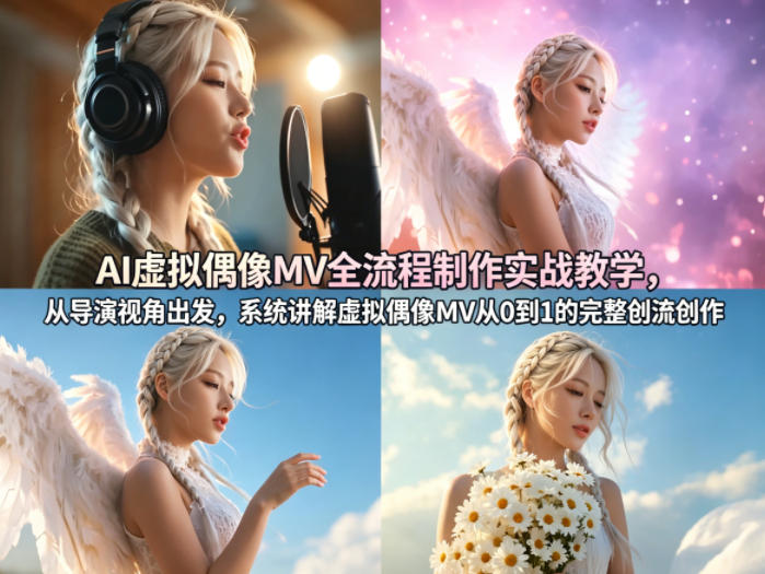 AI虚拟偶像MV全流程制作实战教学，从导演视角出发，系统讲解虚拟偶像MV从0到1的完整创作流程|网创挖金社