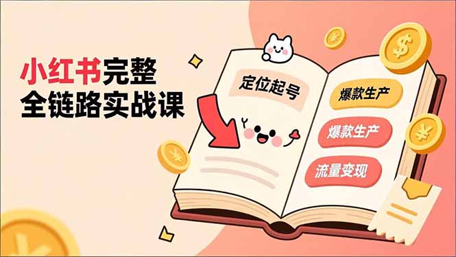 小红书完整全链路实战课，定位起号、爆款生产、流量变现，实现稳定出单，净利润可观|网创挖金社