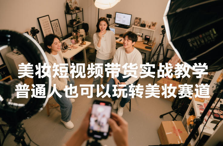 美妆短视频带货实战教学，普通人也可以玩转美妆赛道|网创挖金社