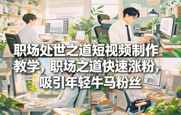 职场处世之道短视频制作教学,职场之道快速涨粉,吸引年轻牛马粉丝|网创挖金社