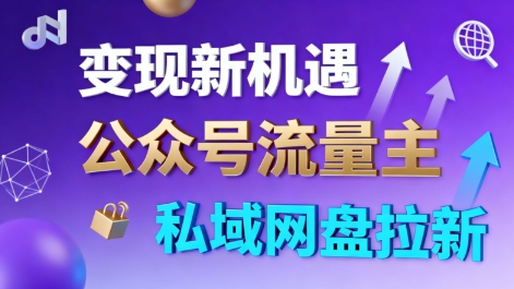 公众号流量主+私域网盘拉新,多方式变现,简单易上手,当天就有收益|网创挖金社
