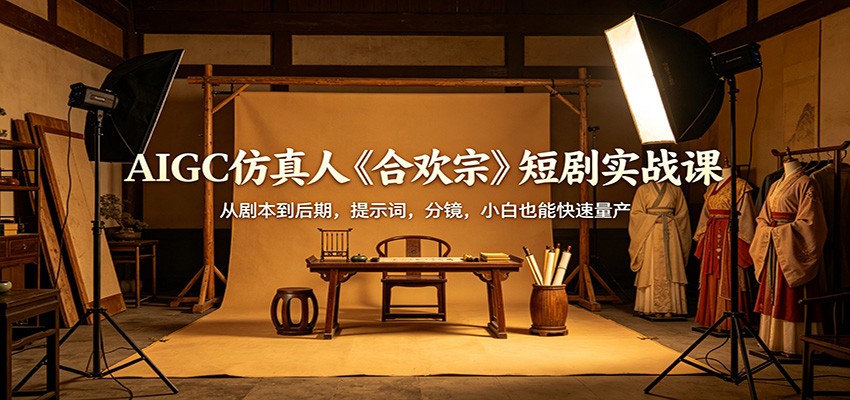 AIGC仿真人《合欢宗》短剧实战课：从剧本到后期，提示词，分镜，小白也能快速量产|网创挖金社