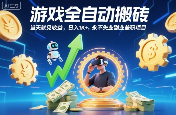游戏全自动搬砖，当天就见收益，日入1K+，永不失业副业兼职项目【揭秘】|网创挖金社