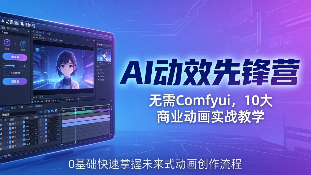 AI 动效先锋营：无需Comfyui，10大商业动画实战教学，0基础快速掌握未来式动画创作流程|网创挖金社