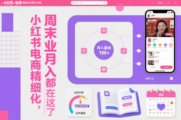 小红书电商精细化运营全流程,周末副业月入1W+,全套方法都在这了|网创挖金社