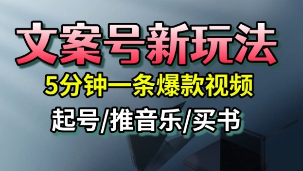 文案号新玩法，5分钟一条爆款视频，流量高，起号快，多方位变现|网创挖金社