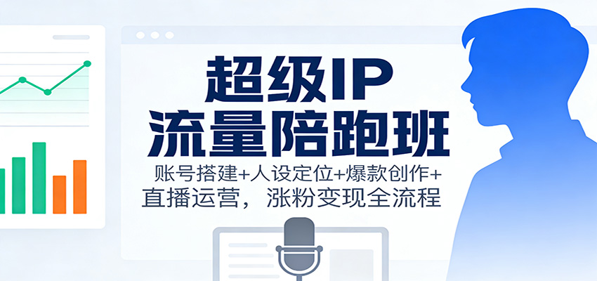 超级IP流量陪跑班：账号搭建+人设定位+爆款创作+直播运营，涨粉变现全流程|网创挖金社