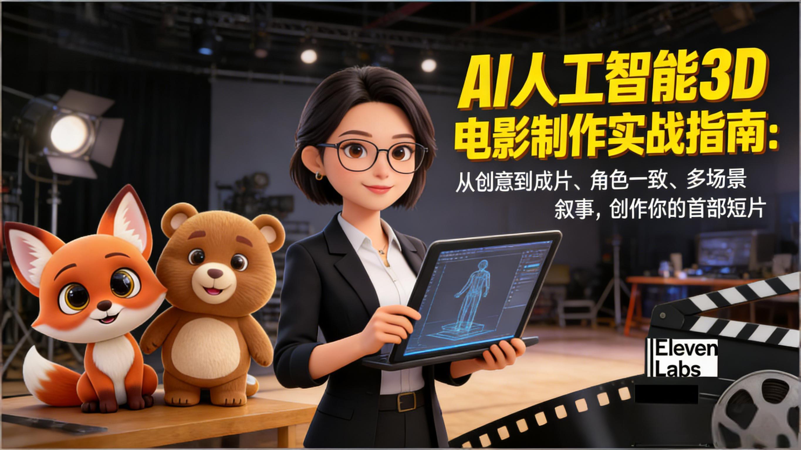 AI人工智能3D电影制作实战指南：从创意到成片、角色一致、多场景叙事，创作你的首部短片|网创挖金社