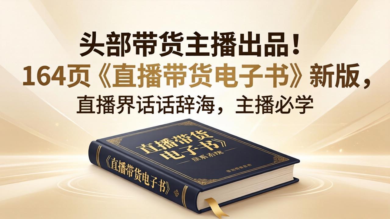 头部带货主播出品！164页《直播带货电子书》新版，直播界话术辞海，主播必学|网创挖金社