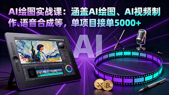 AI绘图实战课：涵盖AI绘图、AI视频制作、语音合成等，单项目接单5000+|网创挖金社