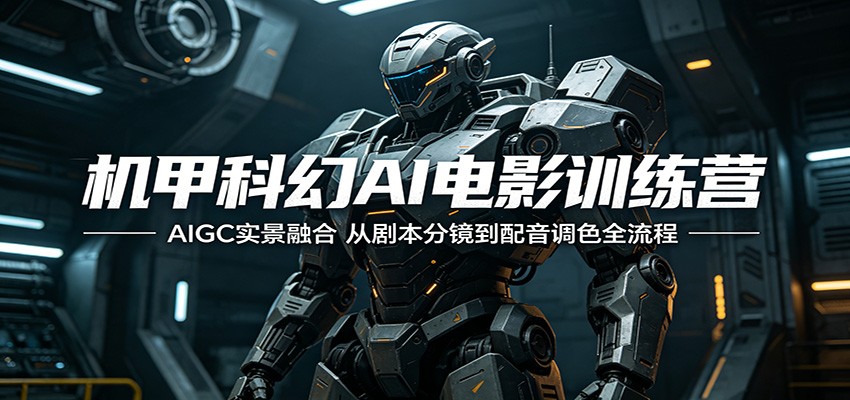 机甲科幻AI电影训练营：AIGC实景融合，从剧本分镜到配音调色全流程|网创挖金社