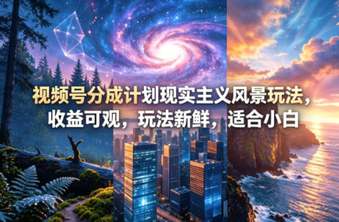 视频号分成计划现实主义风景玩法，收益可观，玩法新鲜，适合小白|网创挖金社