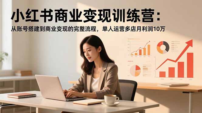 小红书商业变现训练营：从账号搭建到商业变现的完整流程，单人运营多店月利润10万|网创挖金社